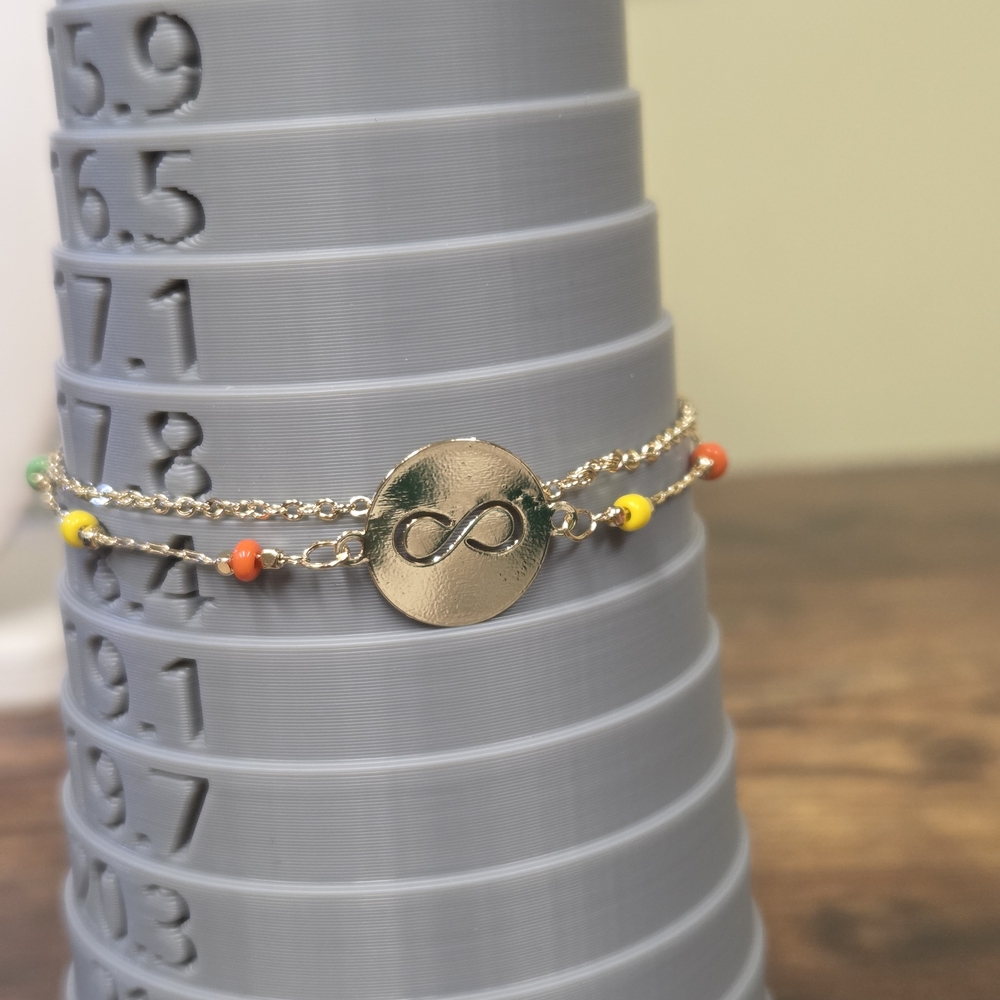 18k Gold Plated Infinity Bracelet with Multicolor Beads